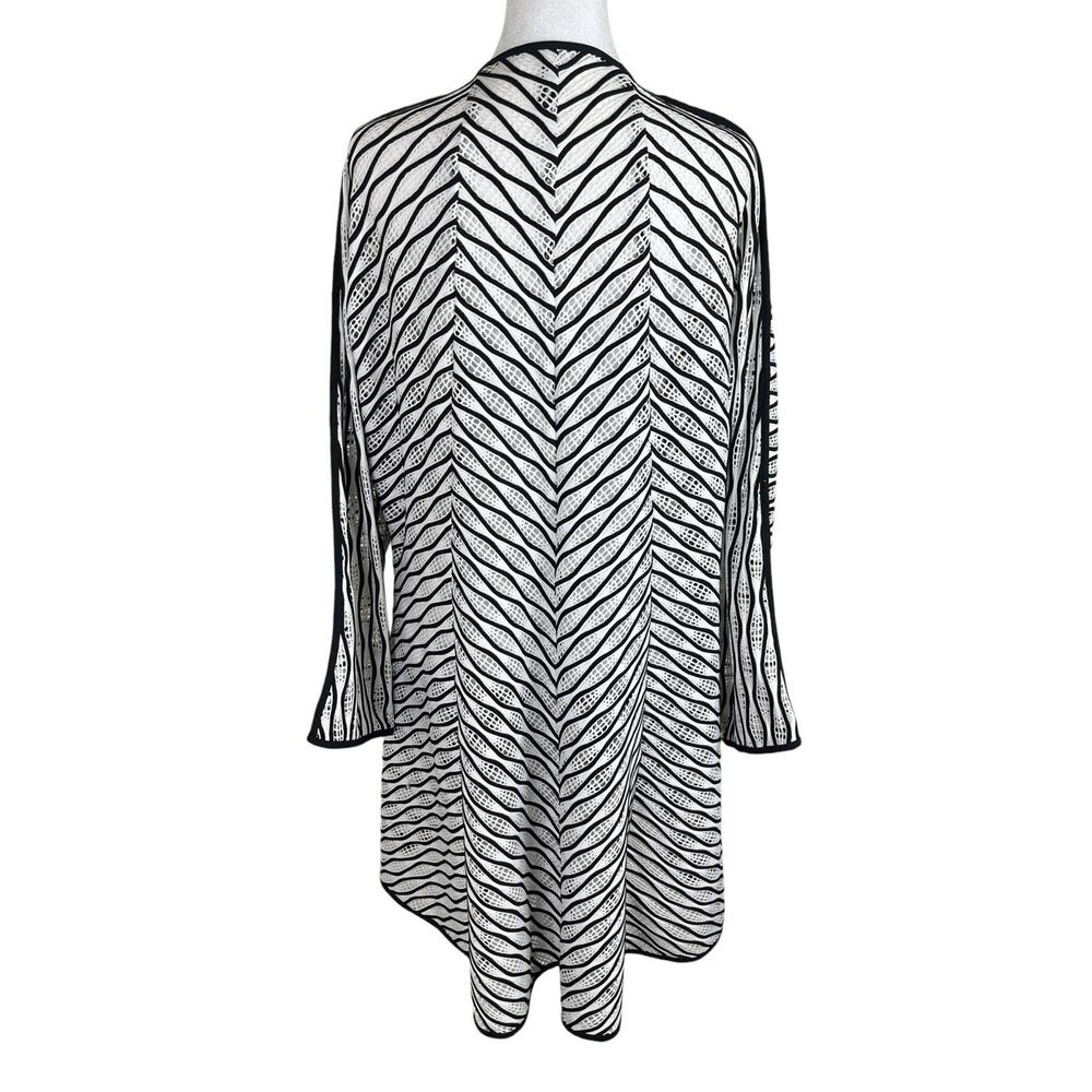IC By Connie K Open Waterfall Drape Cardigan Black White Minimalist Size XL - Picture 3 of 6